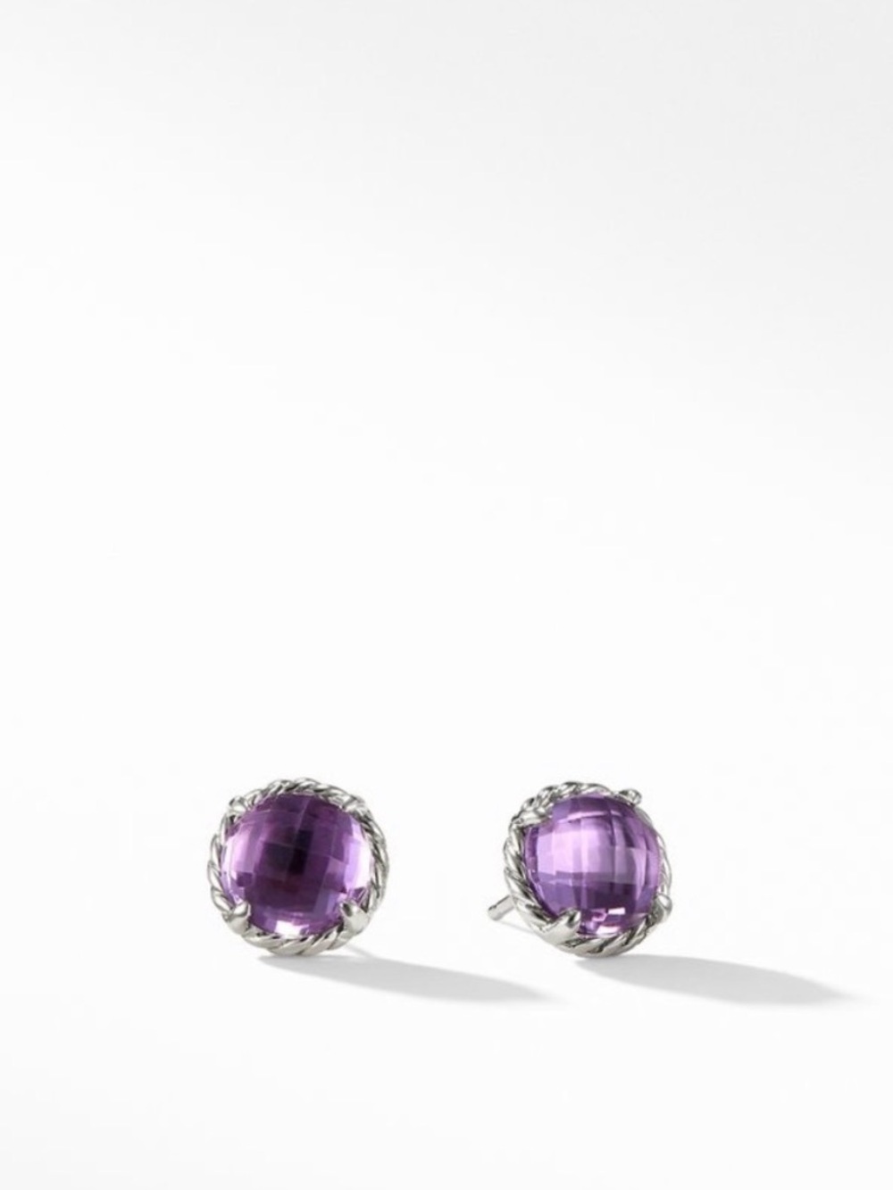 NWT David Yurman - Anethyst Gemstone Rope-Frame Stud Earrings - Womens Jewelry